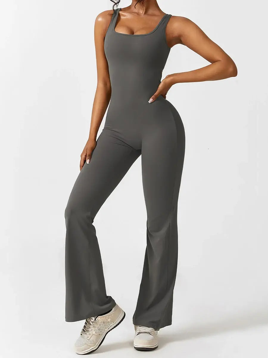 Backless Flare Pilates Bodysuit